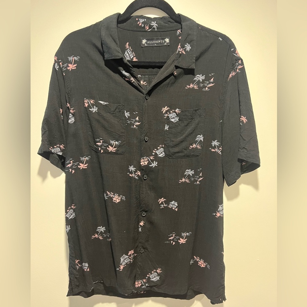 Allsaints mens button down camp shirt